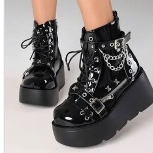 Black Chunky Goth Combat Boots